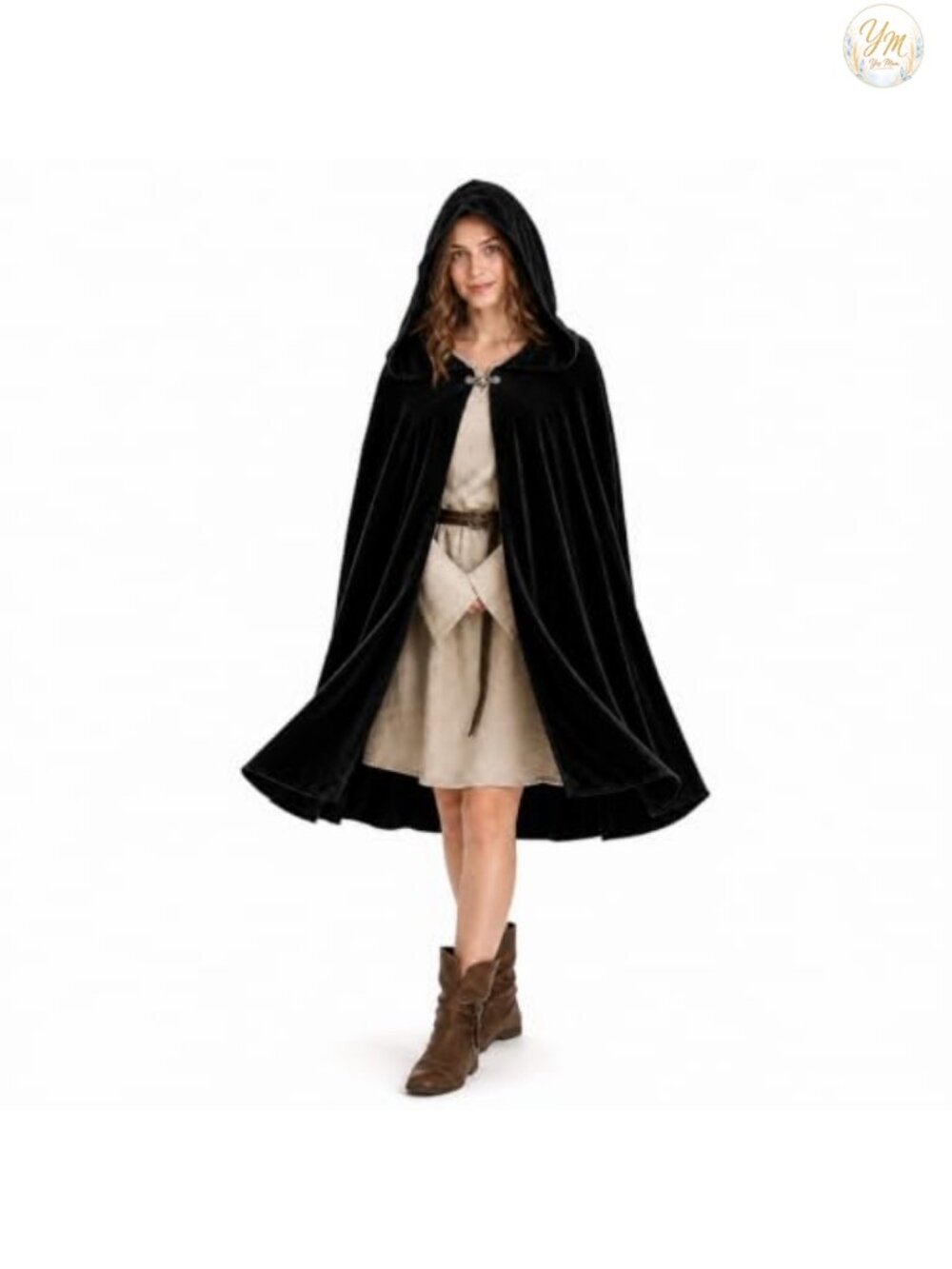 Velvet Hooded Cloak Cape Renaissance Halloween Cosplay Costume